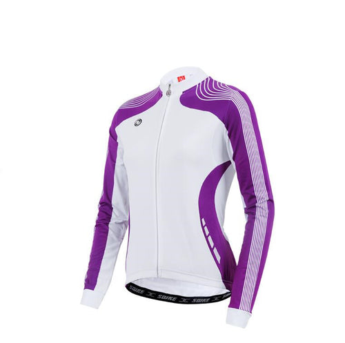 White Purple Women Long Sleeve Cycling Jersey