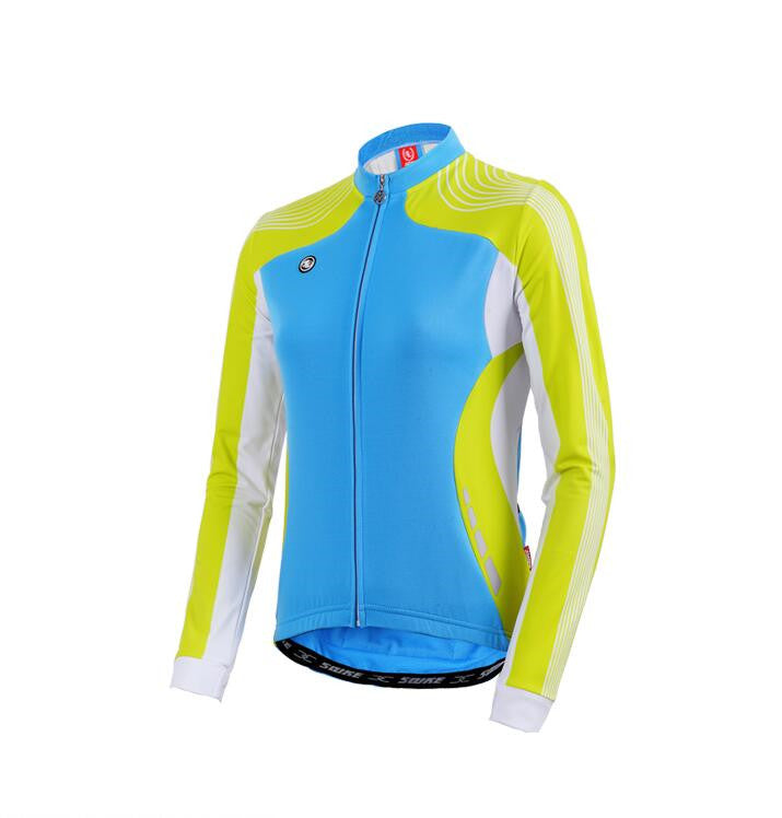 Blue Green Women Long Sleeve Cycling Jersey