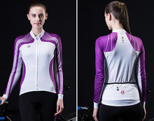 White Purple Women Long Sleeve Cycling Jersey