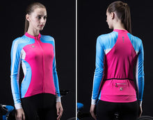 Pink Blue Women Long Sleeve Cycling Jersey