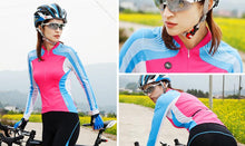 Pink Blue Women Long Sleeve Cycling Jersey