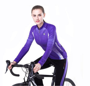 Purple White Women Long Sleeve Cycling Jersey