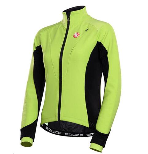 Green Black Women Long Sleeve Cycling Jacket