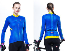 Solid Blue Women Long Sleeve Cycling Jersey