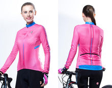 Solid Pink Women Long Sleeve Cycling Jersey