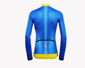 Solid Blue Women Long Sleeve Cycling Jersey Set