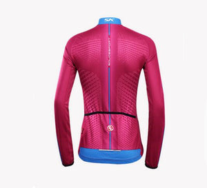 Solid Wine Women Long Sleeve Cycling Jersey Set