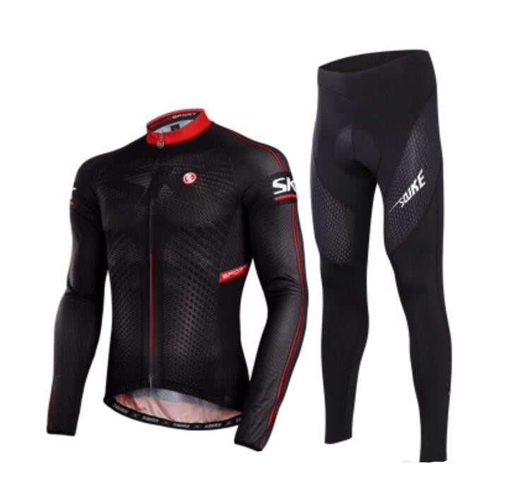 Noble Black Men Long Sleeve Cycling Jersey Set