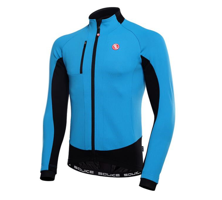 Blue Black Men Long Sleeve Cycling Jersey