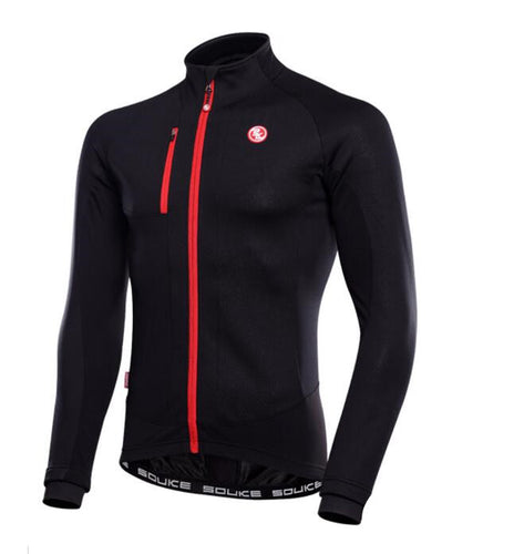 Solid Black Men Long Sleeve Cycling Jersey