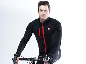 Solid Black Men Long Sleeve Cycling Jersey