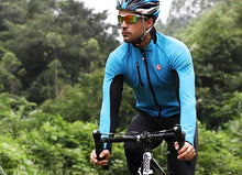 Blue Black Men Long Sleeve Cycling Jersey