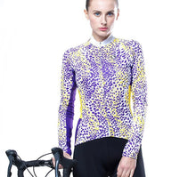 Purple Yellow Point Women Long Sleeve Cycling Jersey