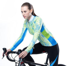 Green Blue Point Women Long Sleeve Cycling Jersey