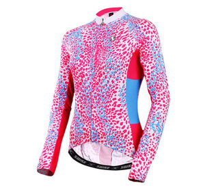 Red Blue Point Women Long Sleeve Cycling Jersey