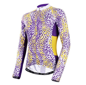 Purple Yellow Point Women Long Sleeve Cycling Jersey