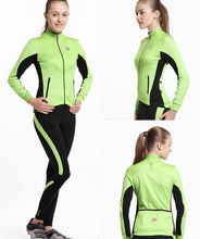 Green Black Women Long Sleeve Cycling Jersey