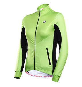 Green Black Women Long Sleeve Cycling Jersey