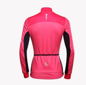 Red Black Women Long Sleeve Cycling Jersey