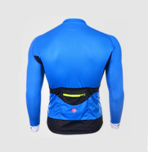 Simple Style Blue Men Long Sleeve Cycling Jersey