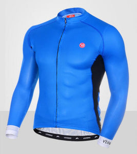 Simple Style Blue Men Long Sleeve Cycling Jersey