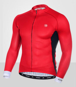 Simple Style Red Men Long Sleeve Cycling Jersey