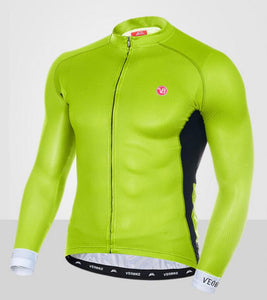 Simple Style Green Men Long Sleeve Cycling Jersey