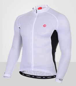 Simple Style White Men Long Sleeve Cycling Jersey