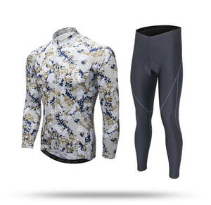 Gray Camouflage Long Sleeve Cycling Jersey Set