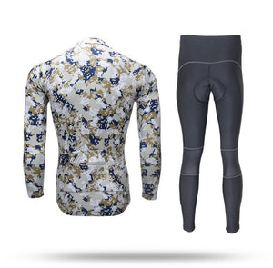 Gray Camouflage Long Sleeve Cycling Jersey Set