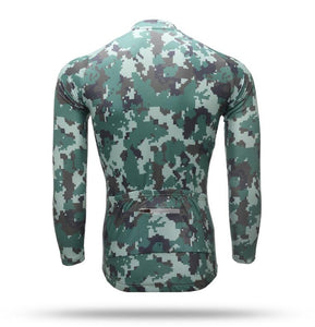 Green Camouflage Long Sleeve Cycling Jersey Set