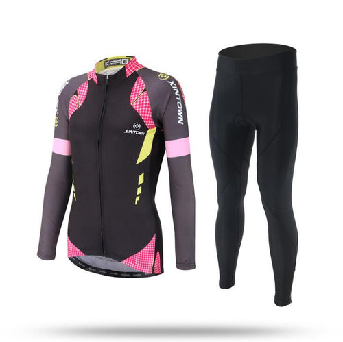 Black Pink Long Sleeve Cycling Jersey Set