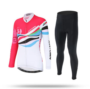 White Red Long Sleeve Cycling Jersey Set