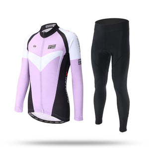 Purple White Long Sleeve Cycling Jersey Set