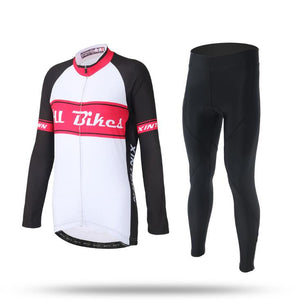 White Black Long Sleeve Cycling Jersey Set