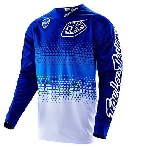 White Blue Loose Long Sleeve Cycling Jersey
