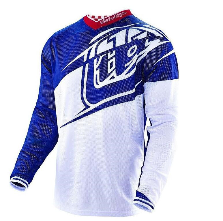 White Blue Loose Long Sleeve Cycling Jersey