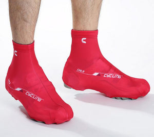 Solid Red Splash-proof Cycling Shoe Covers