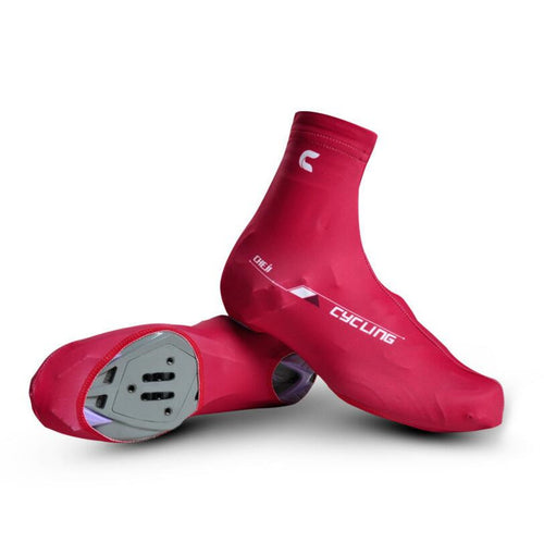 Solid Red Splash-proof Cycling Shoe Covers