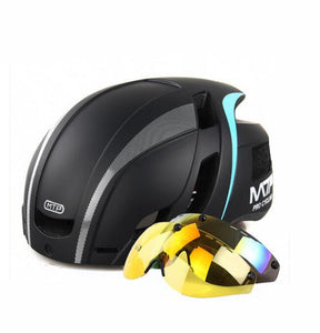 Road Bike Black Helmet with Detachable Magnetic Visor