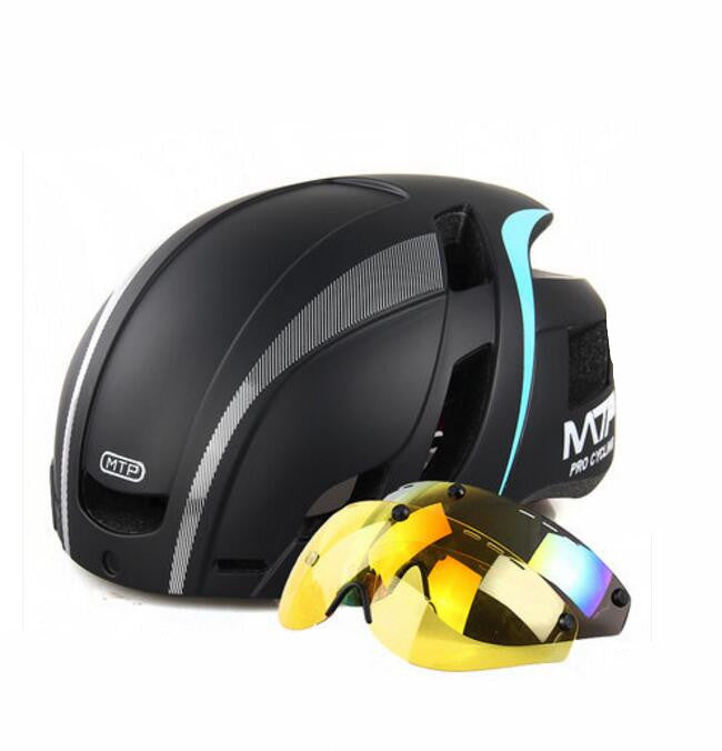 Road Bike Black Helmet with Detachable Magnetic Visor