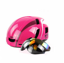 Road Bike Pink Helmet with Detachable Magnetic Visor