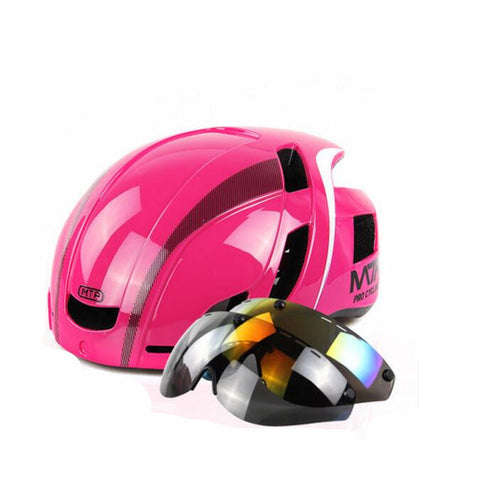 Road Bike Pink Helmet with Detachable Magnetic Visor