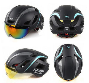 Road Bike Black Helmet with Detachable Magnetic Visor