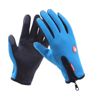 Blue Shock-Absorbing Riding Full Finger Cycling Gloves