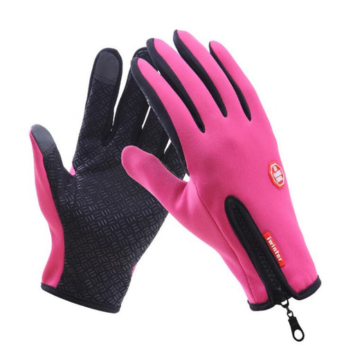Pink Shock-Absorbing Riding Full Finger Cycling Gloves