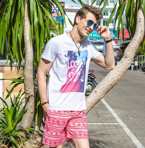 Men's Red White Beach Board Shorts