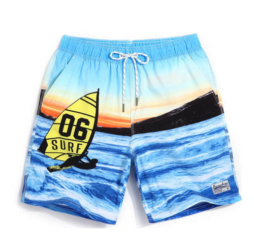 Men's Yellow Blue Beach Board Shorts