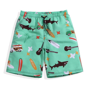 Men's Car Shark Print  Beach Board Shorts
