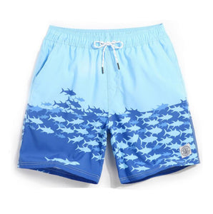Men's Blue Shark Print Beach Board Shorts